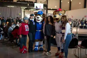 Winter Walk participants pose with Stu & Ivy