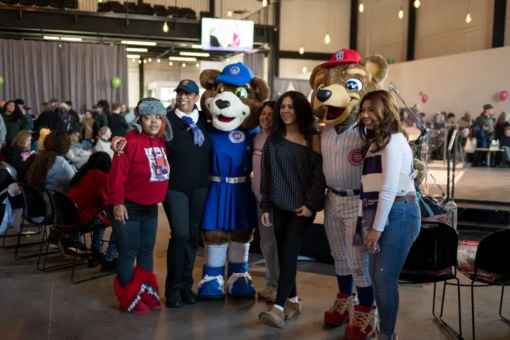 Winter Walk participants pose with Stu & Ivy
